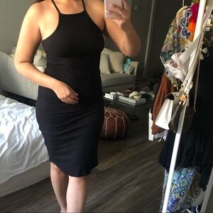 Revolve LNA Fitted Ribbed Racerback Midi Dress S LBD